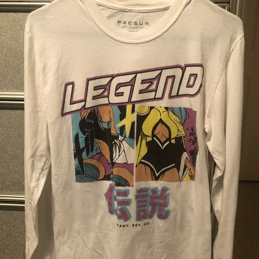 White long sleeve graphic tee